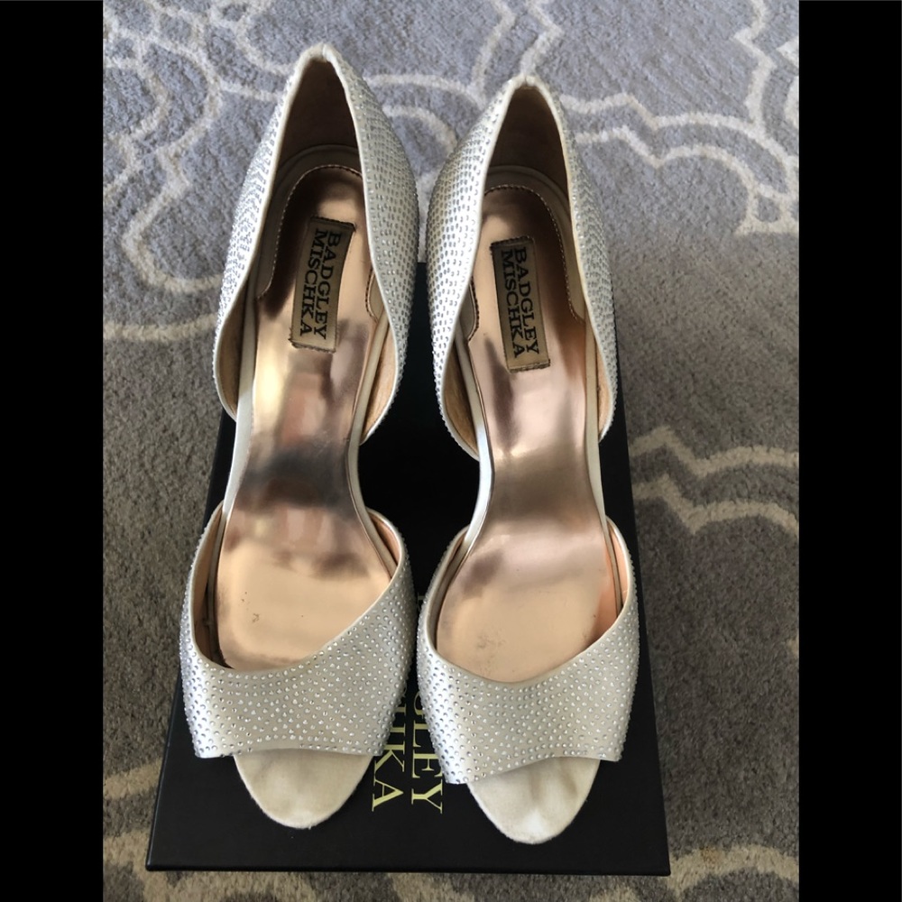 Badgley Miscka Crystal Embellished peep toe